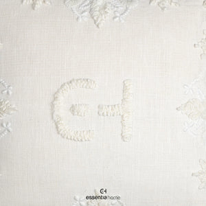 Wildflower Edge Linen Cushion Cover- White
