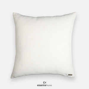 Floral Patch Cushion – Linen with White & Brown Threadwork
