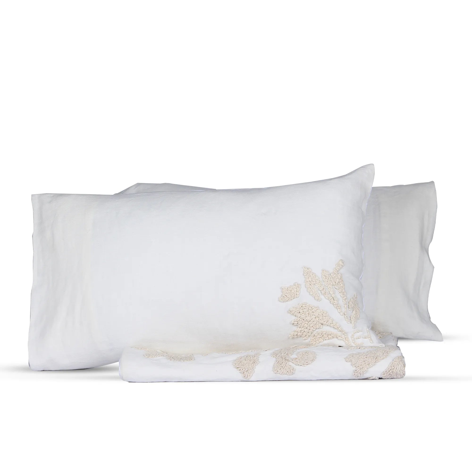 Cotton Chenille Jacquard Duvet Cover and Standard Sham Set – Beige