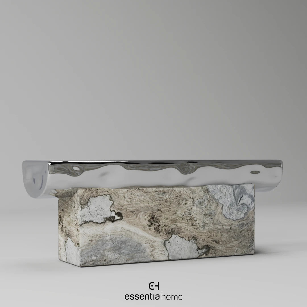 Sculptural Console in Chrome Metal