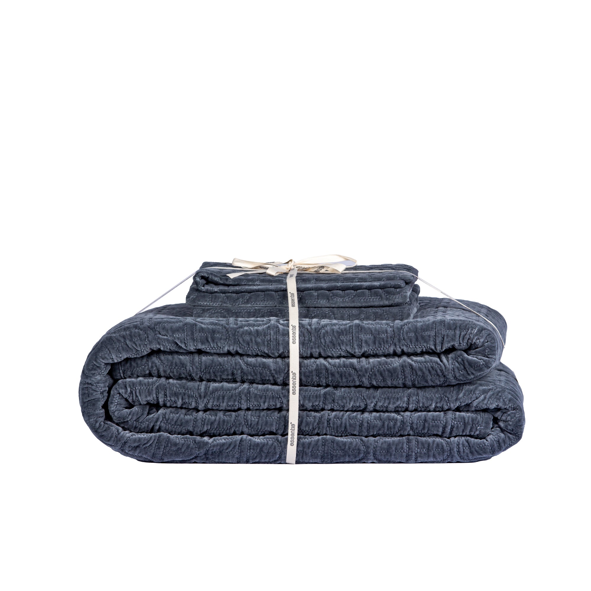 Cotton Quilted Bedding Set Steel Grey Velvet