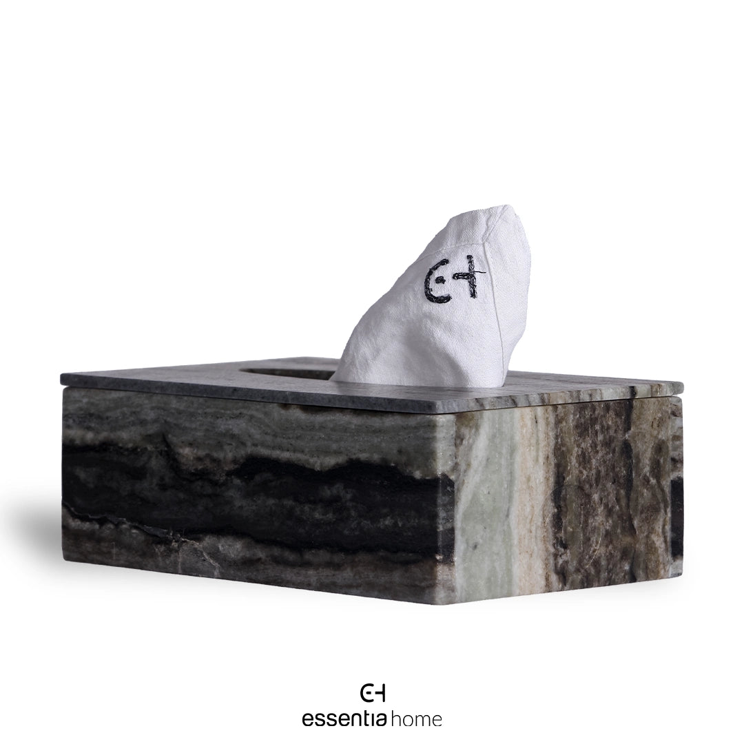 Tissue Box in Black Forest Stone by Essentia Home