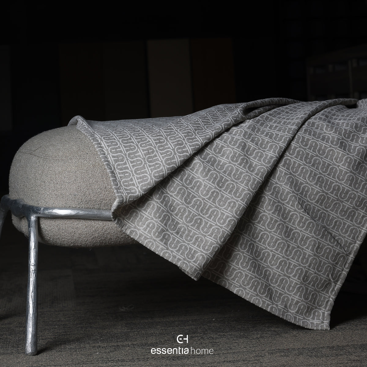 E-H Print Dark Beige Wool Looden Oyster