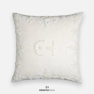 Wildflower Edge Linen Cushion Cover- White