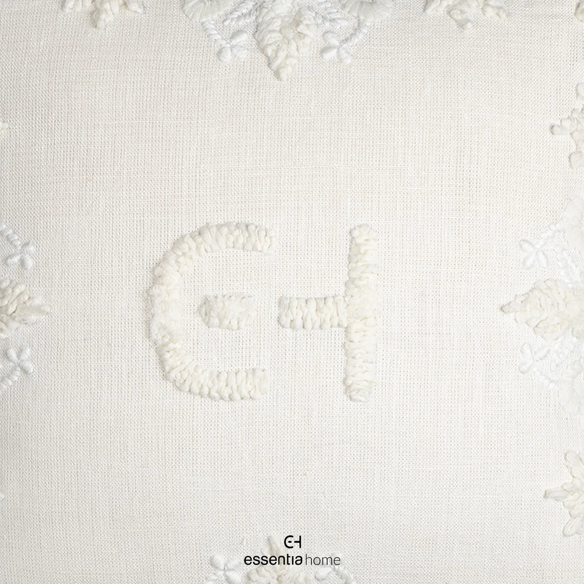 Wildflower Edge Linen Cushion Cover- White
