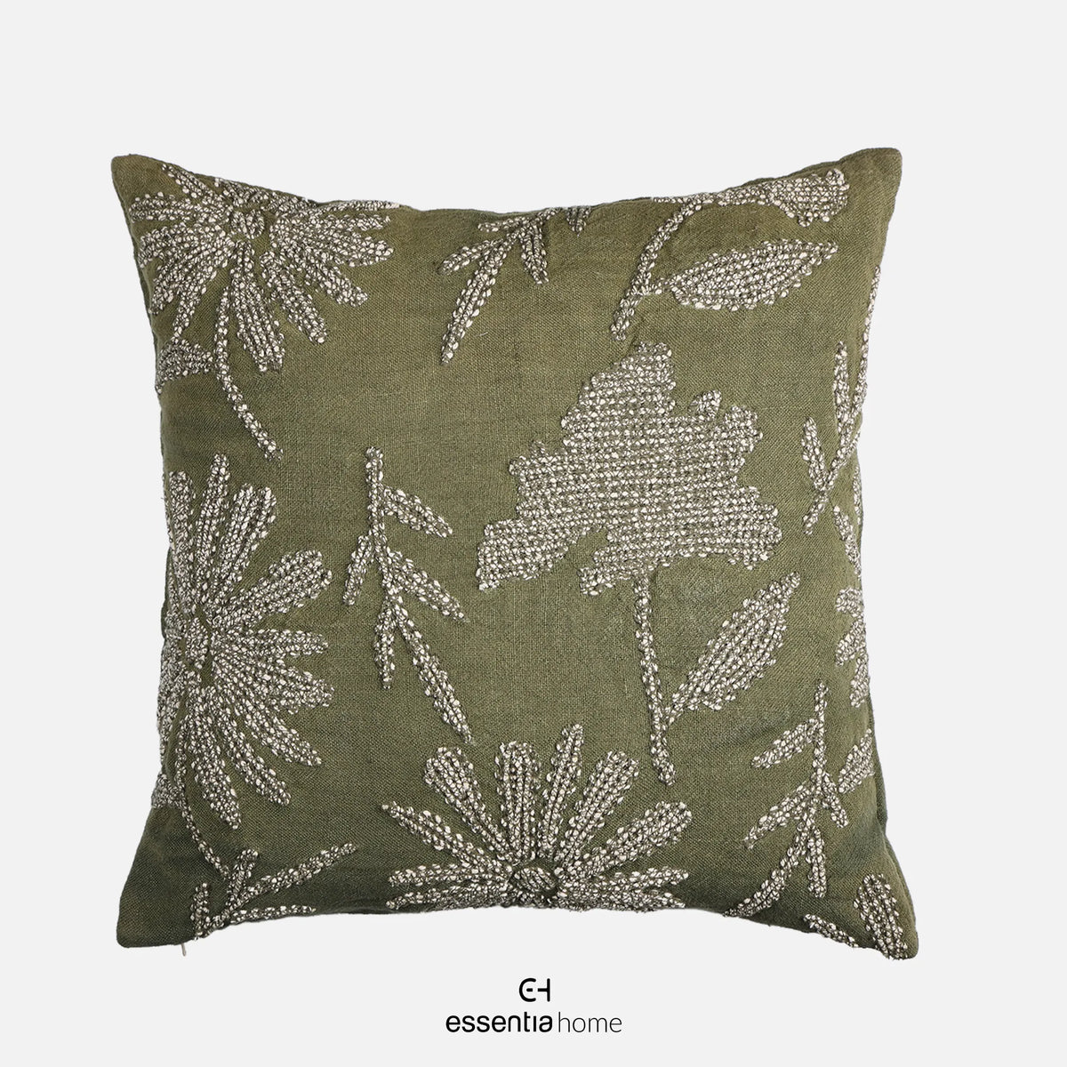 Floral Collection- Linen Embroided Floral Meadow GREEN