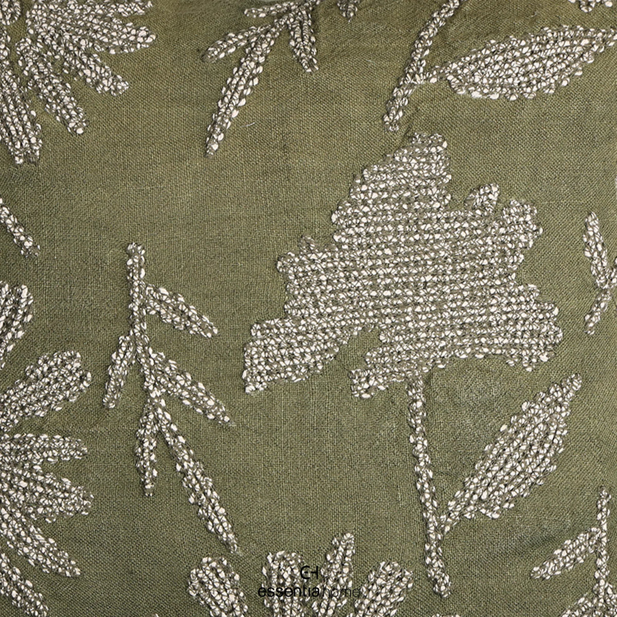Floral Collection- Linen Embroided Floral Meadow GREEN