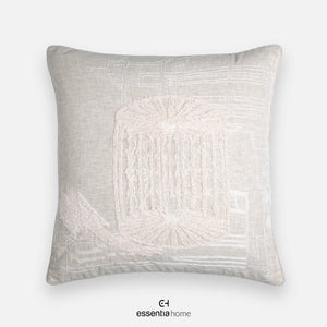 nature calm cushion with cage & bird embroidery