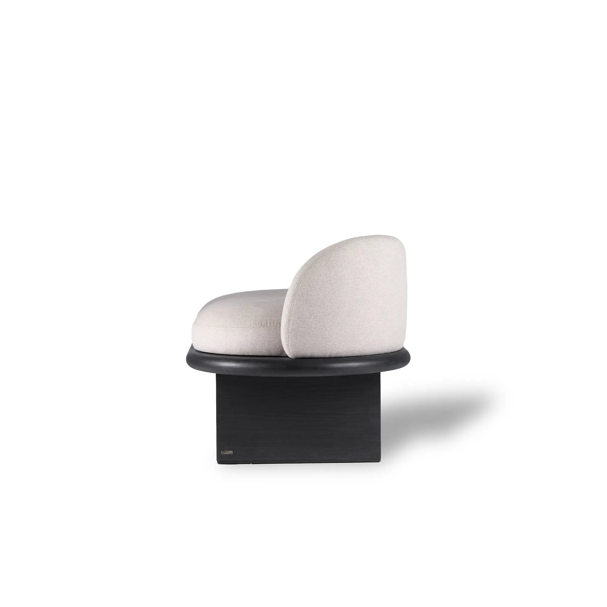 Sohocut Upholstered Ottoman with Matt Oak Base