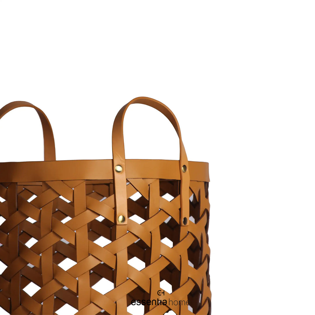 Artisan Spiral Weave Basket – Tall Beige