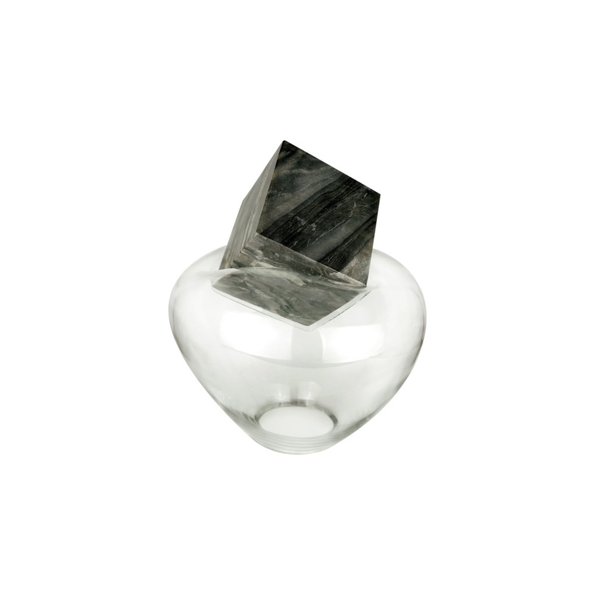 GRAVITY CUBE Sculpture in Grey Marble