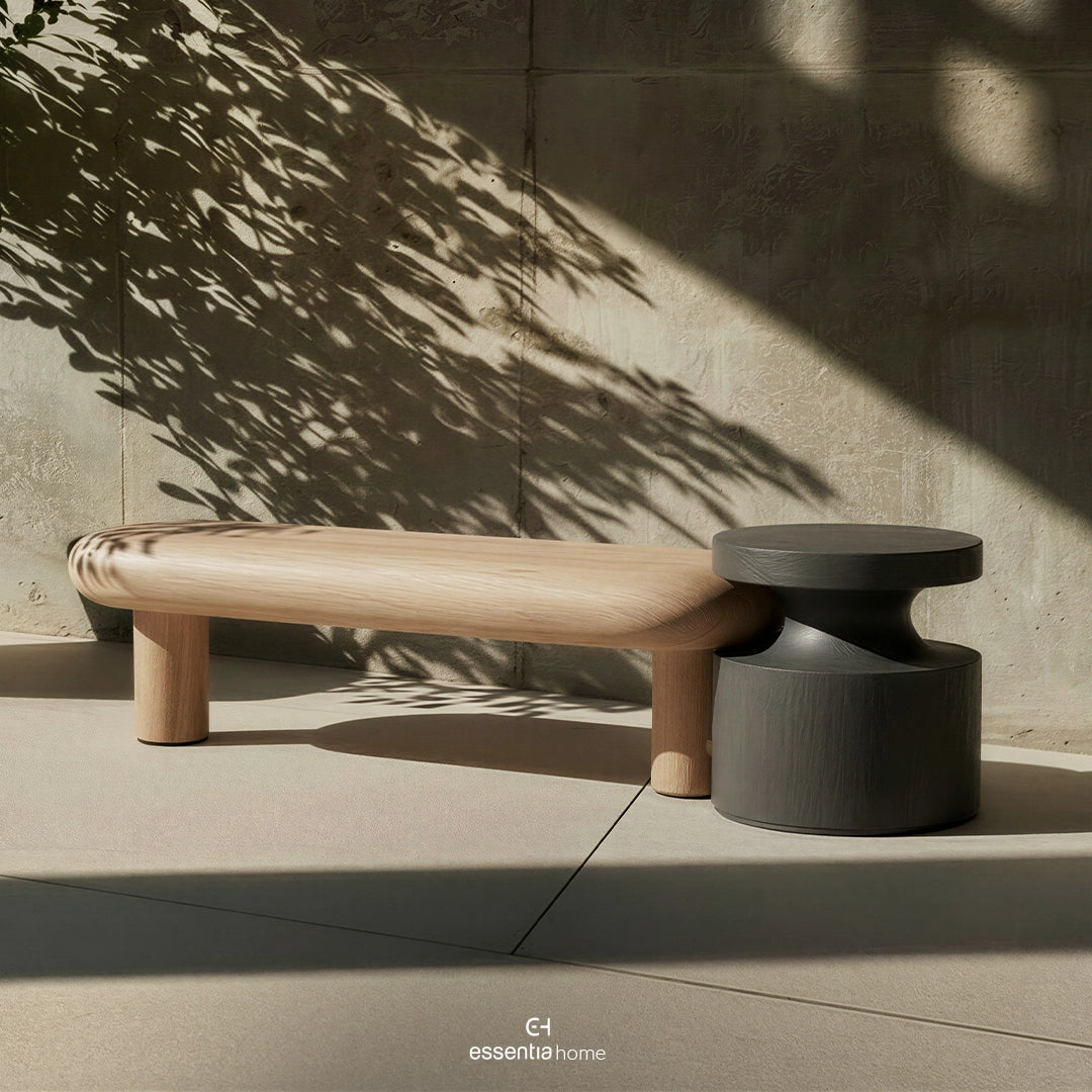 Kokeshi Bench with Side Table