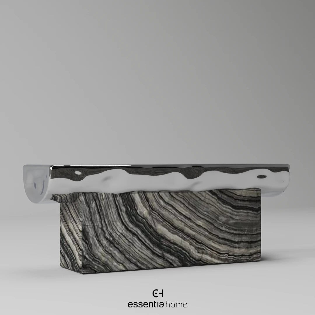Sculptural Console in Chrome Metal