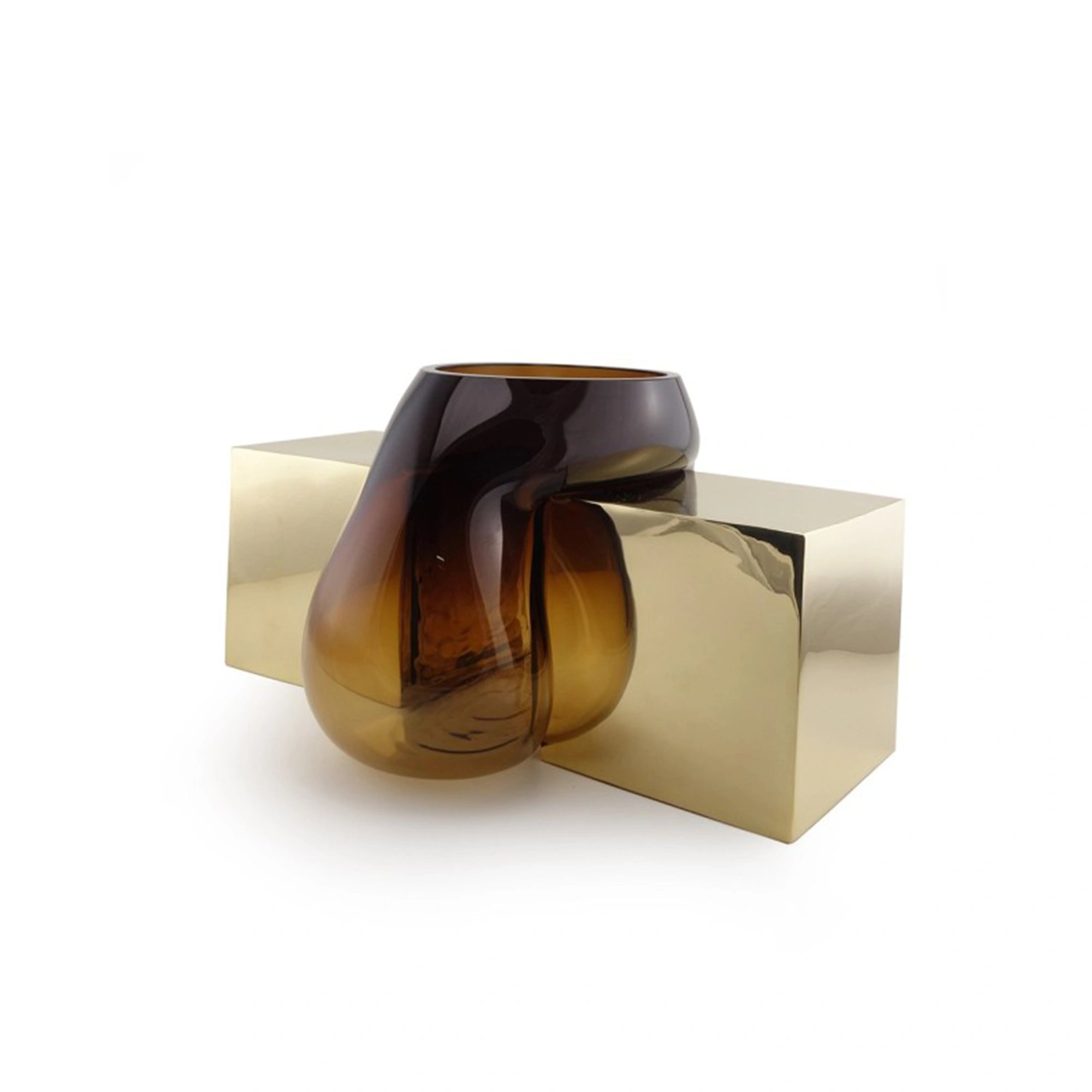 Vase PRESS Havane/bronz