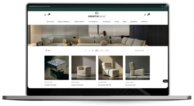 essentia home on desktop
