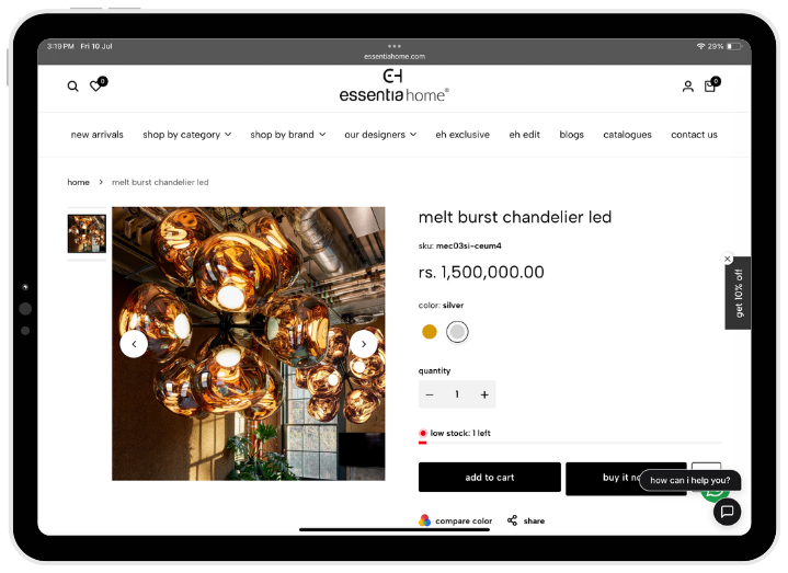 essentia home on tablet